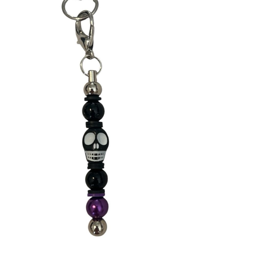 NWT one of a kind Angelas Designs black and purple skull cell phone charm